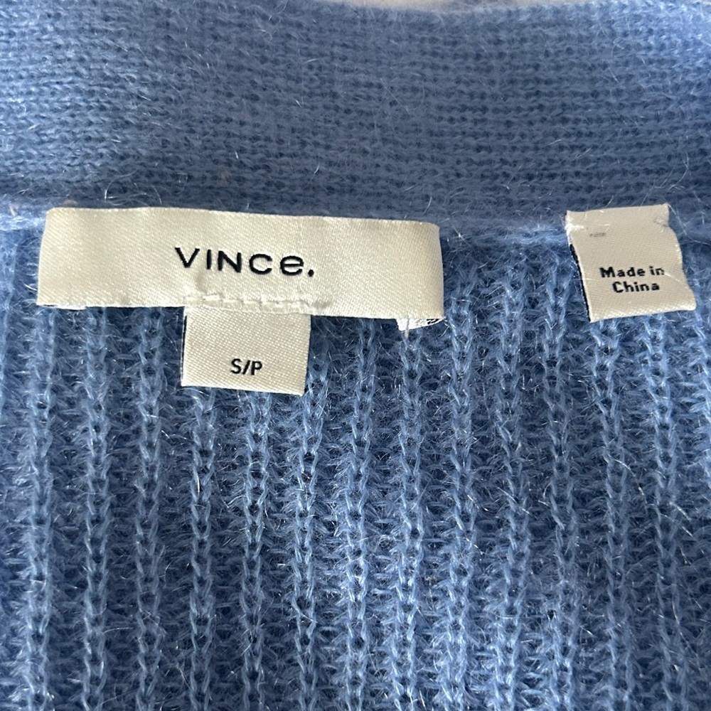 VINCE S/P preppy feminine mohair wool Women's Blue Cardigan - Picture 6 of 10